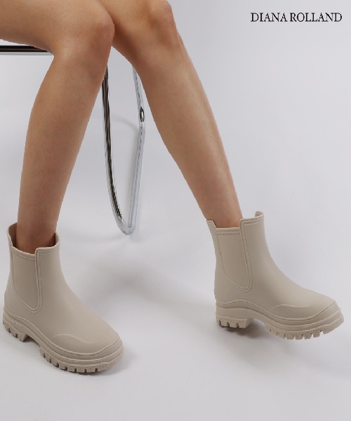 [다이에나롤랑] 여성 숏 레인부츠 데일리 통굽 키높이 장화_아이보리 230